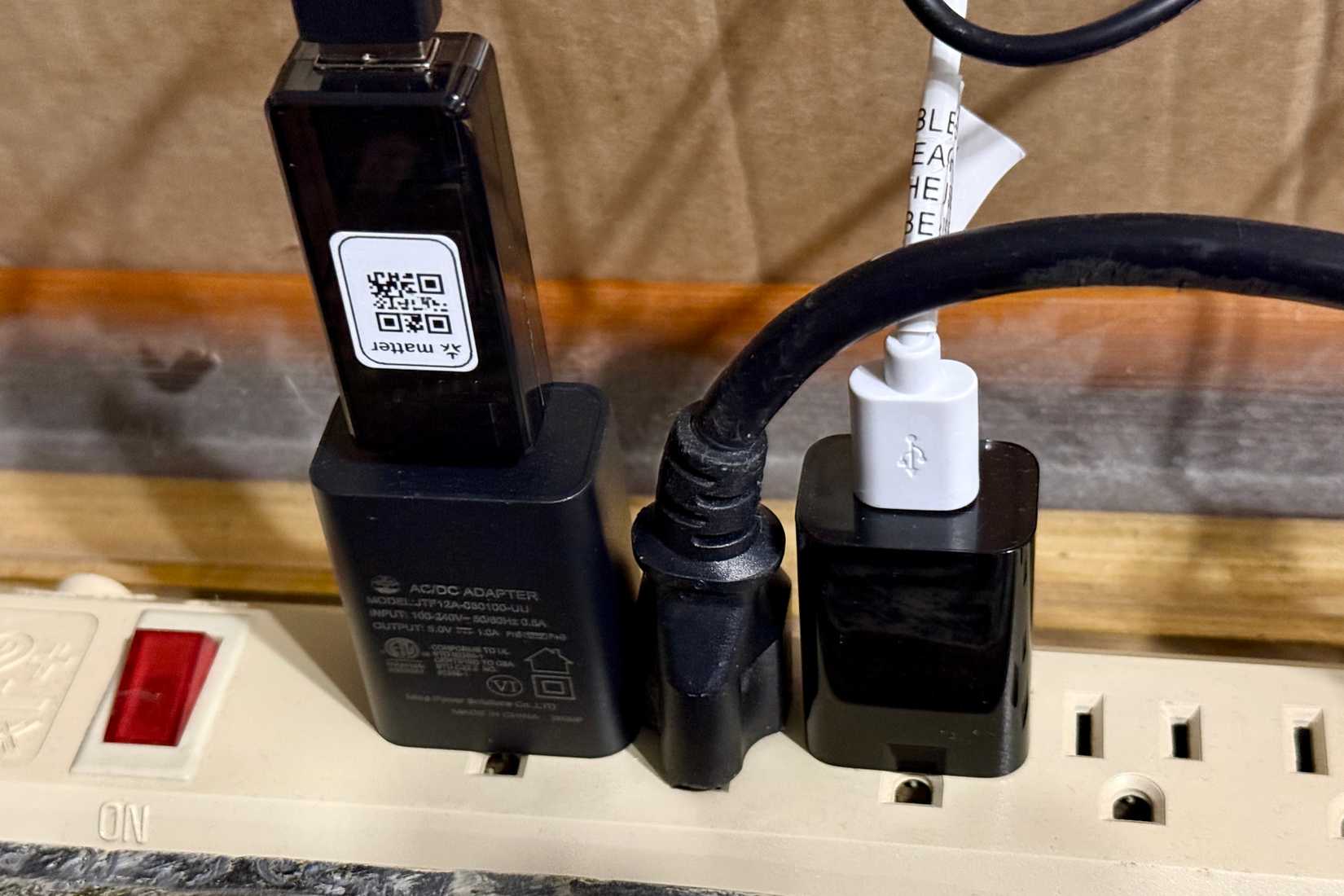 Smart USB in a power strip with other devices.