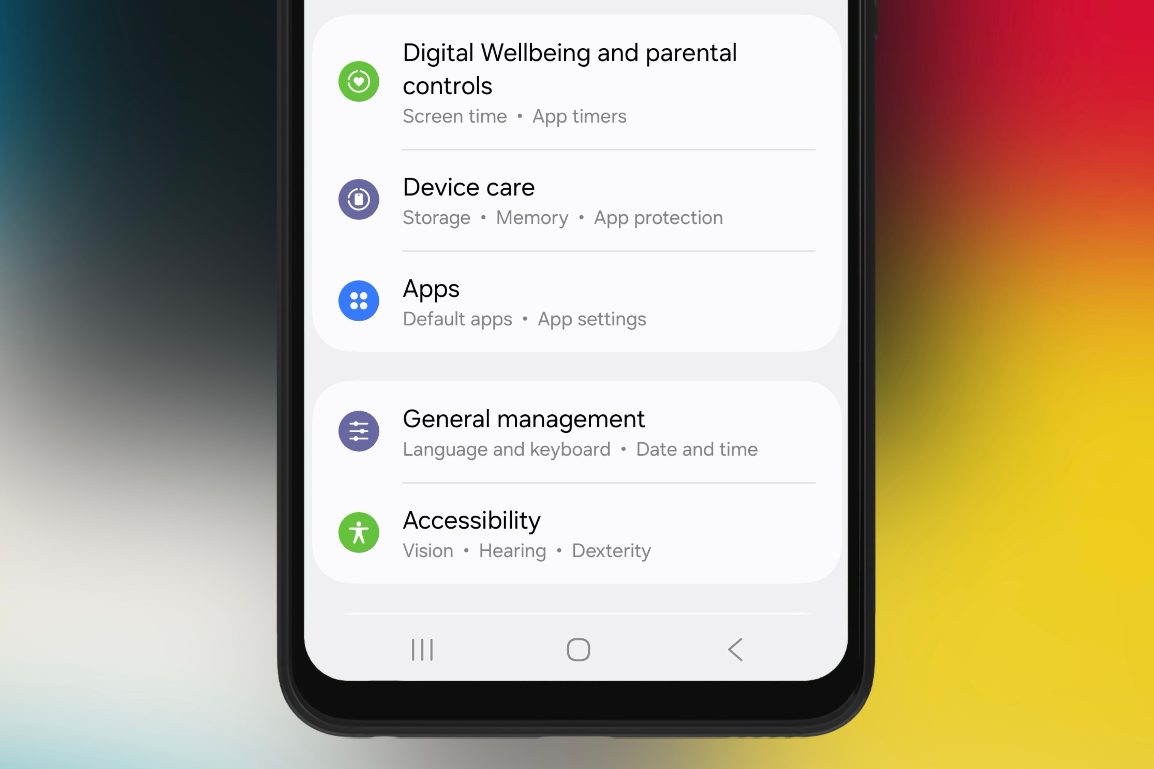 Apps section in Settings on Android.