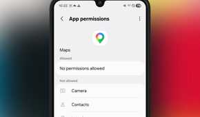 Google Maps app permission section in settings on an Android device.