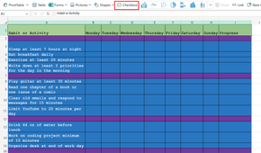 Inserting a checkbox in excel.