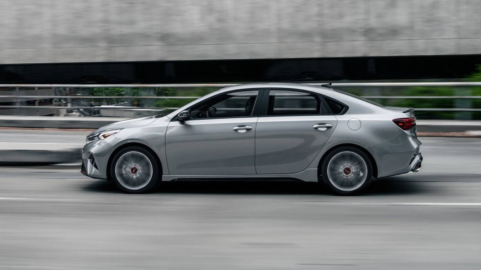 Dynamic side profile shot of a 2022 Kia Forte.