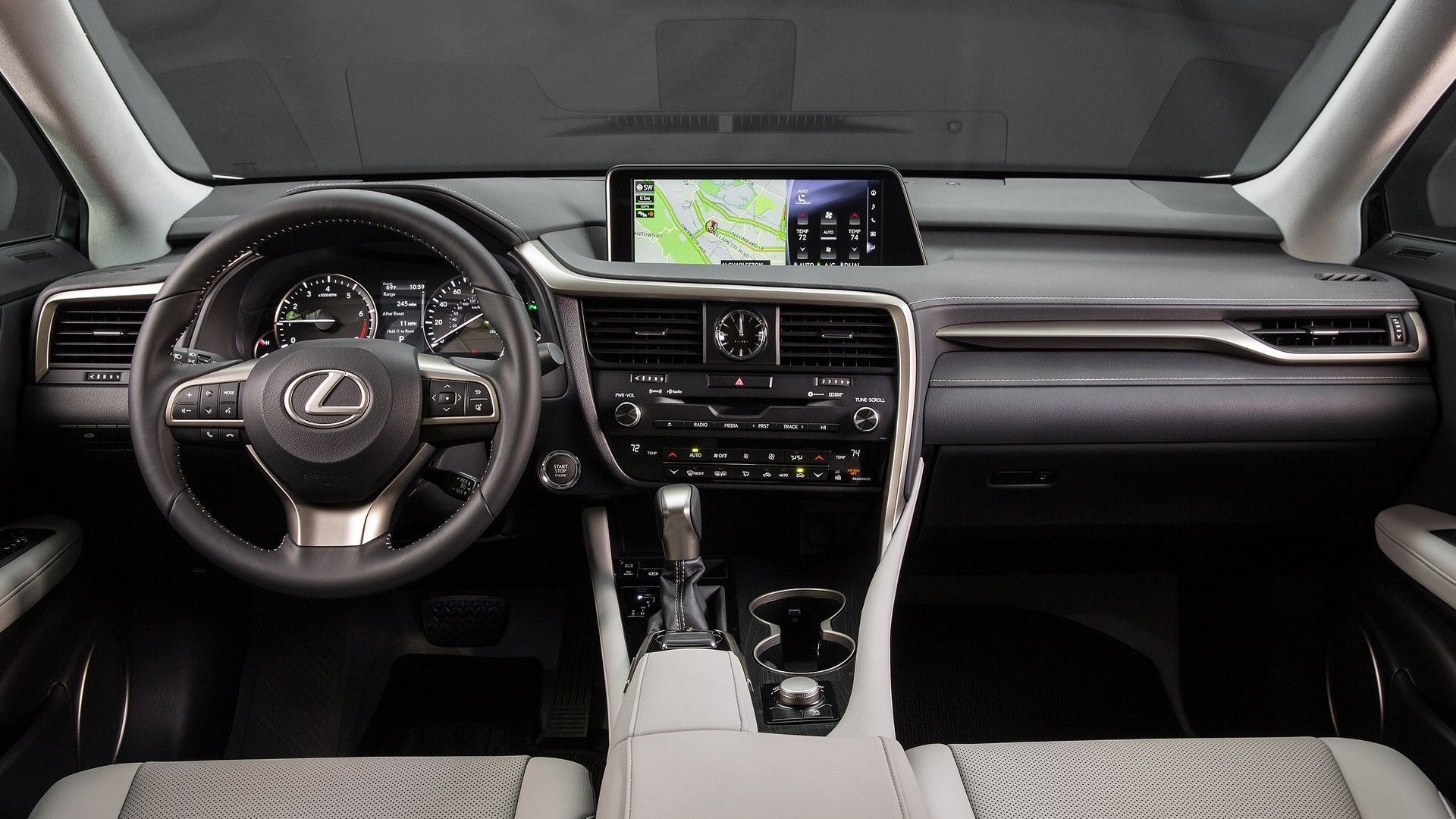Interior shot of the dashboard in a 2016 Lexus RX