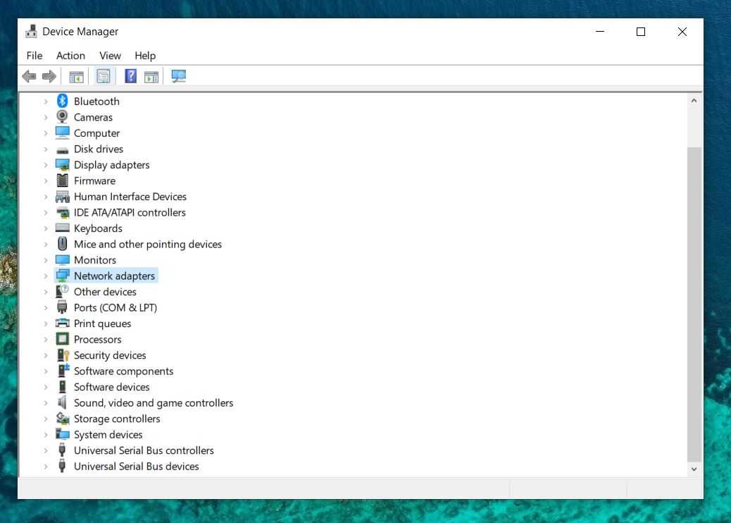 List of all types of devices in the Device Manager.