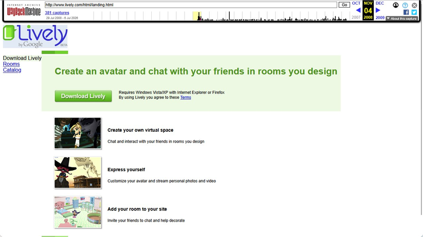 Lively chat rooms from the Internet Archive. 