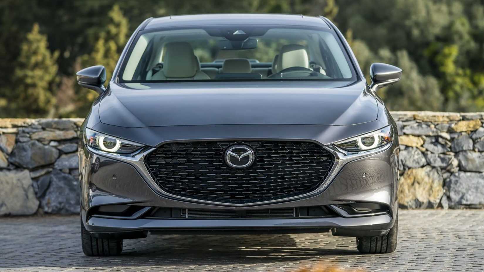 Static front-end shot of a 2019 Mazda3 Sedan.