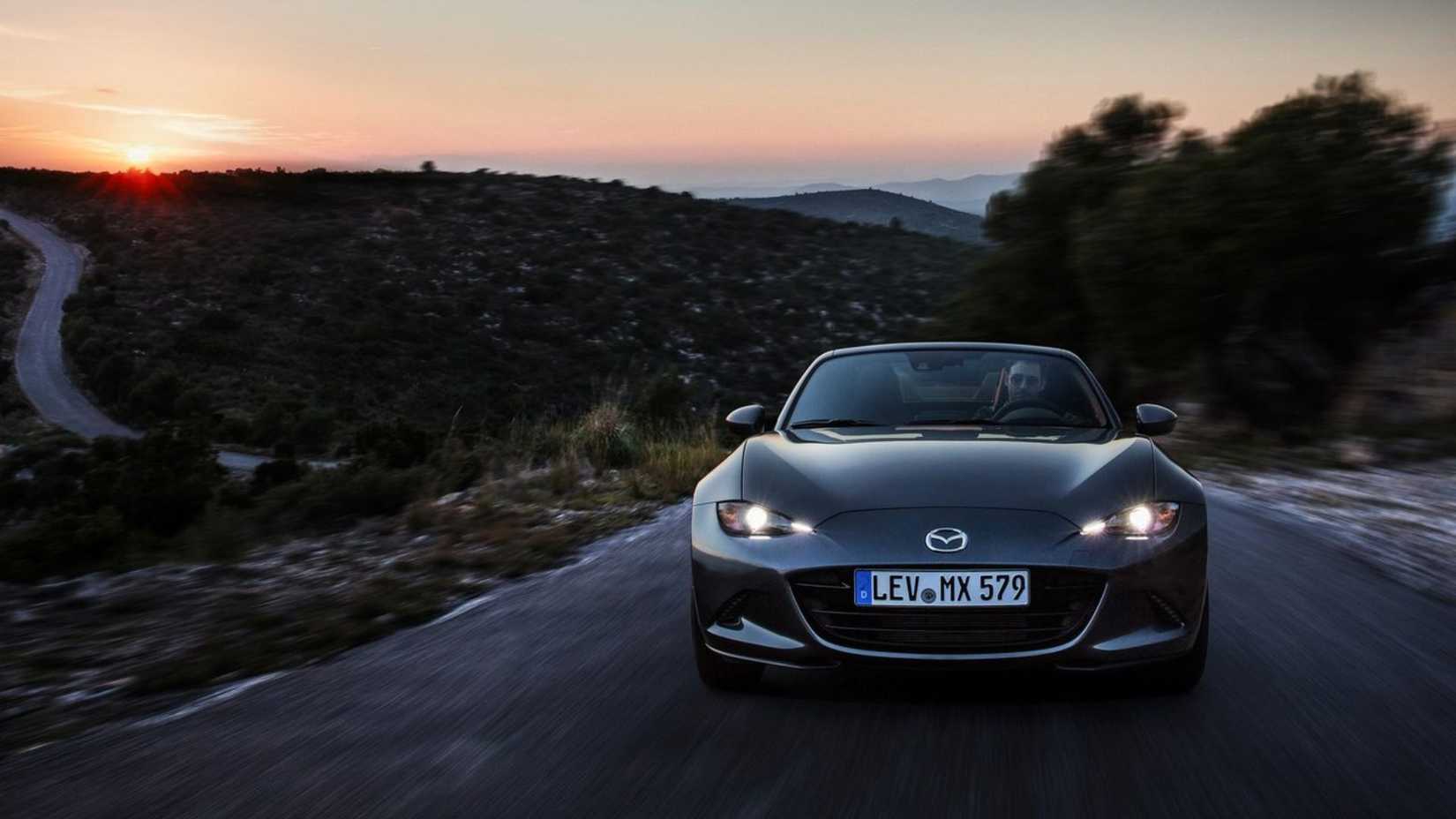 Dynamic front-end shot of a 2017 Mazda MX-5 RF.