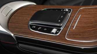 Close up of the center console in a 2020 Mercedes-Benz GLC-Class