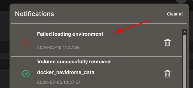 Notifications of failure points in docker.