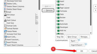 OK is selected in the Excel Options window in Microsoft Excel.