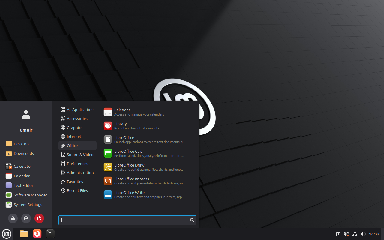 opening applications using menu in Linux mint