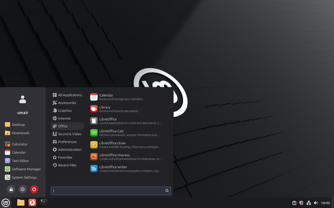 opening applications using menu in Linux mint