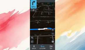 Organic Maps showing a route with an arrow