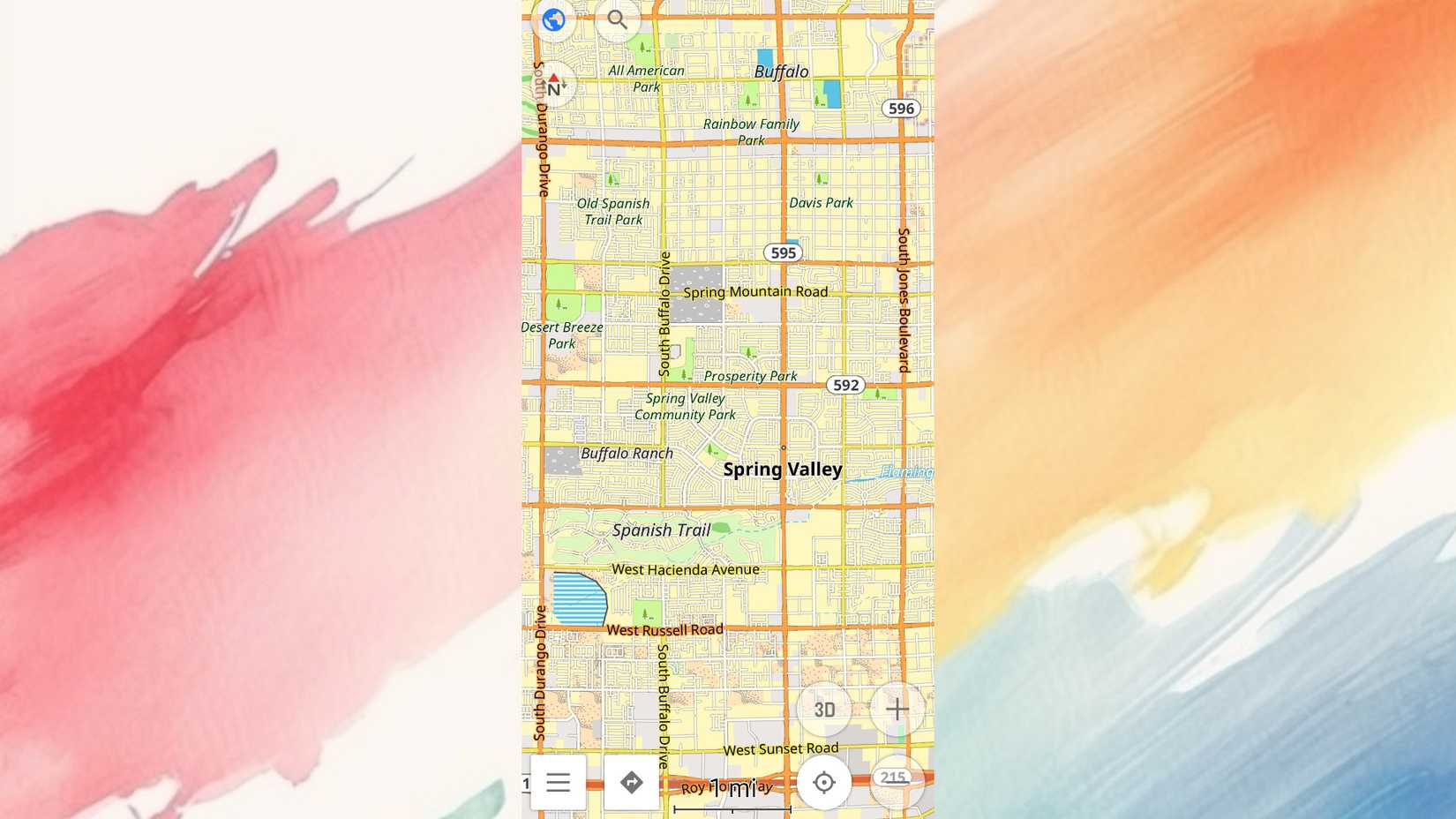 OsmAnd showing the map in Las Vegas