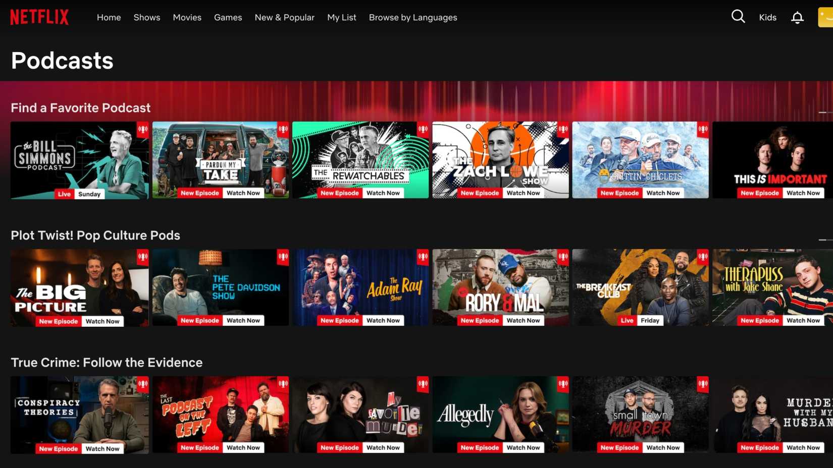 Photo of Netflix podcasts.