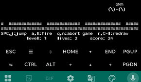 Playing Moon Buggy in Termux