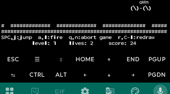 Playing Moon Buggy in Termux