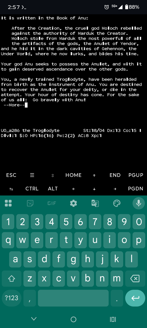 Playing Nethack in Termux