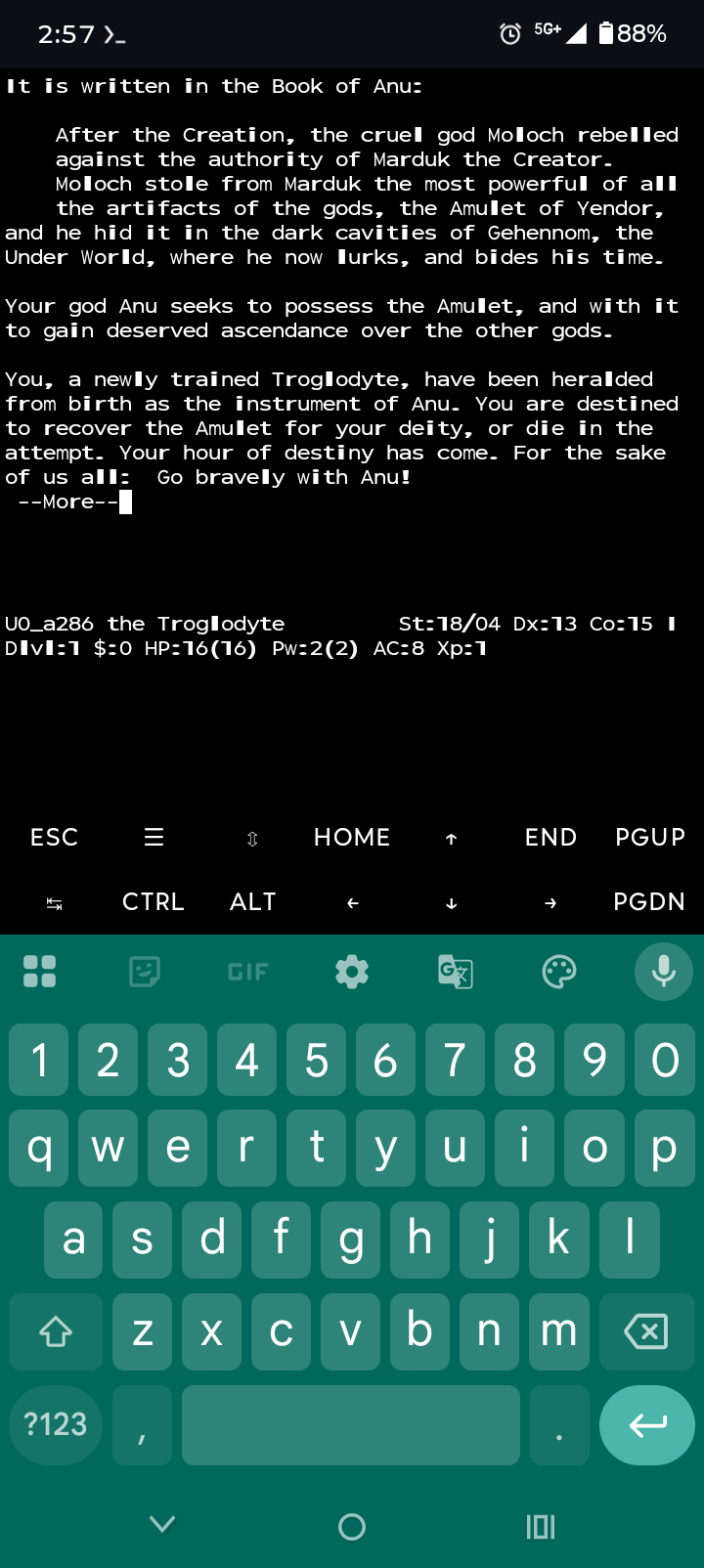 Playing Nethack in Termux