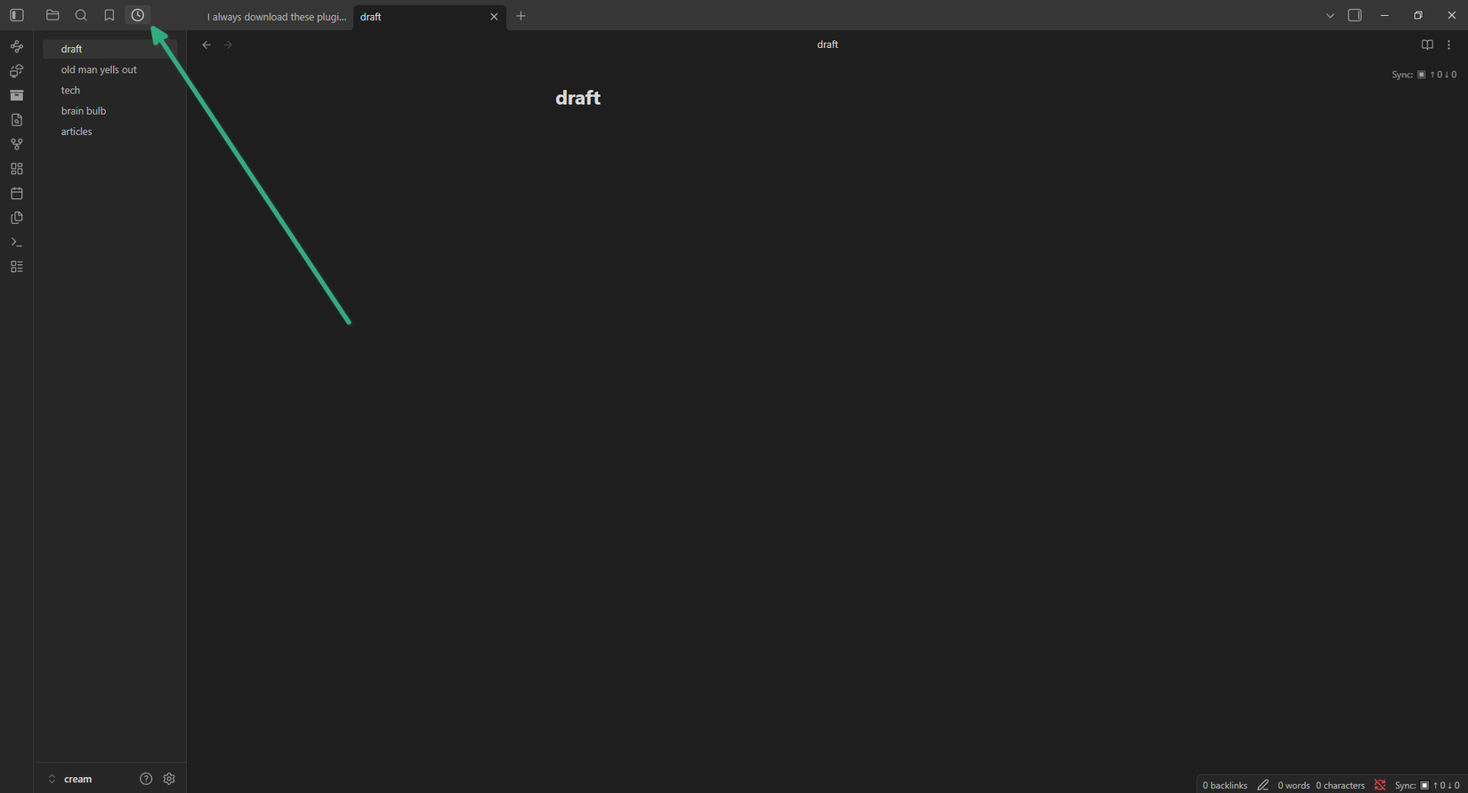 Recent Files plugin shows recent files.