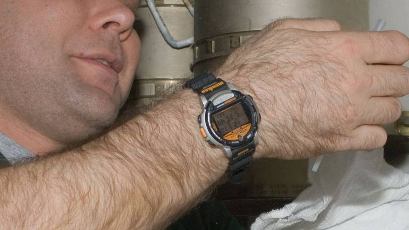 A Russian Cosmonaut wearing Microsoft's Datalink watch on the ISS. 