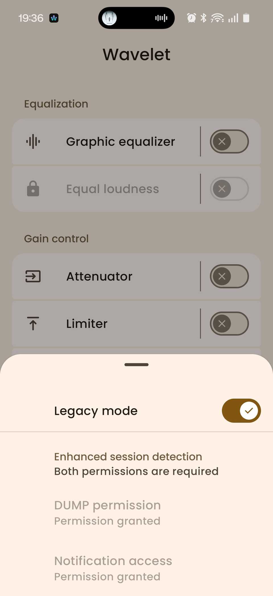 The cogwheel settings in Wavelet.
