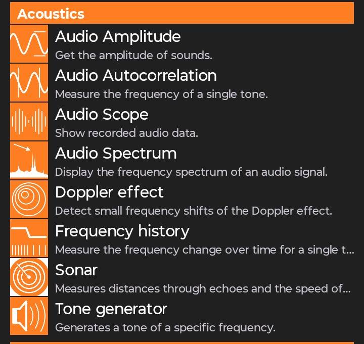 Audio test part of Phyphox app.
