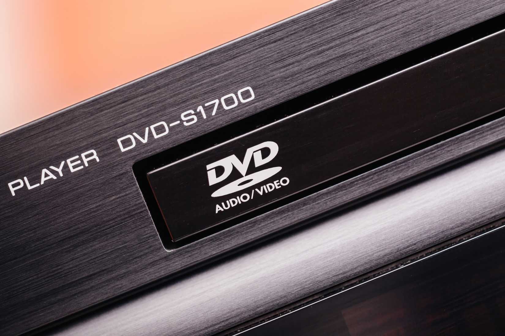 A close-up of a DVD player with a logo indicating it supports DVD-Audio