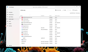 The Startup Apps tab in the Windows Task Manager.