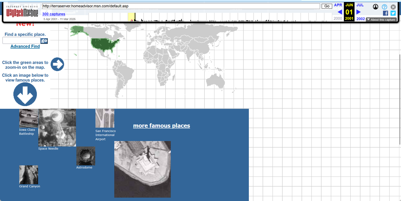 TerraServer maps website from 2001.