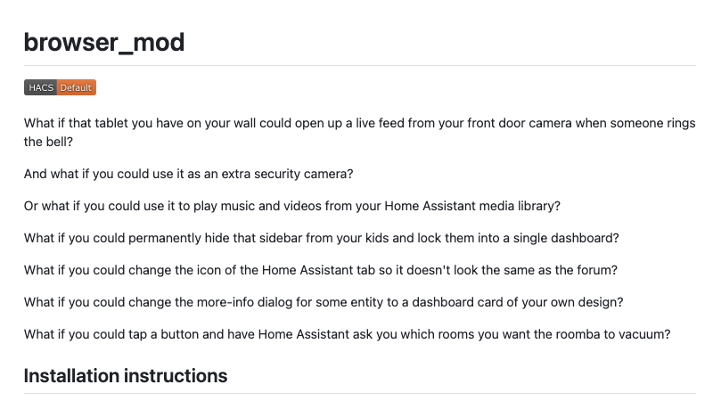 The Browser Mod GitHub page.