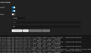 The docker log for FreshRSS.
