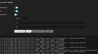 The docker log for FreshRSS.