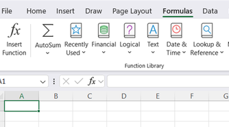 The Excel ribbon, with the Formulas tab opened.