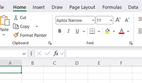 The Excel ribbon, with the Home tab opened.