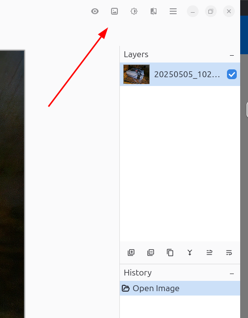 The secondary toolbar in Pinta.