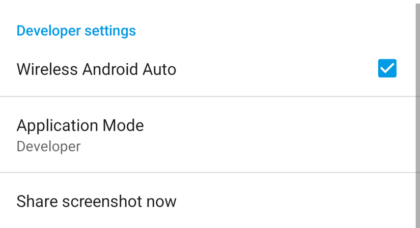 The Wireless Android Auto option.