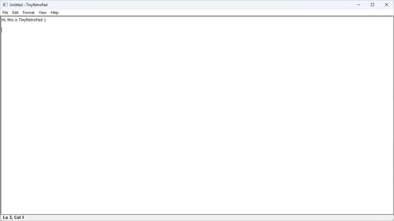 The TinyRetroPad window.