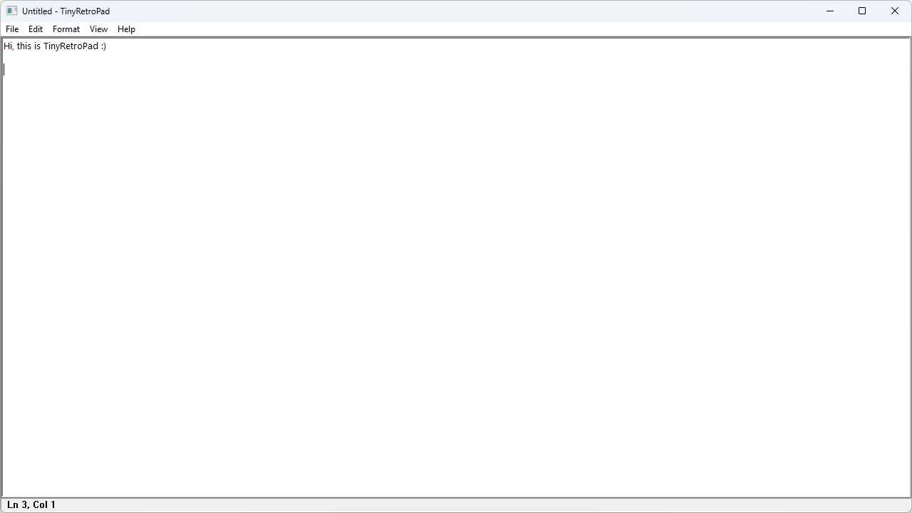 The TinyRetroPad window.
