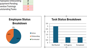 Two side-by-side dashboard charts in Microsoft Excel.