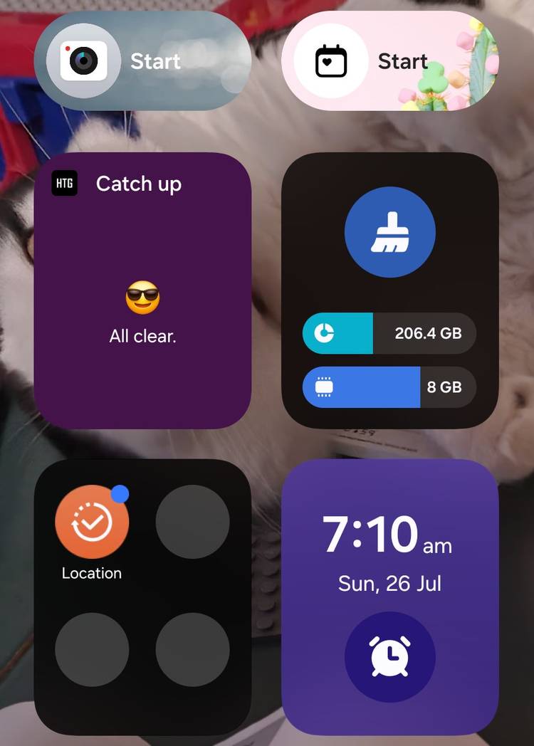 Widgets on the folded home screen on a Samsung Z Fold 5.