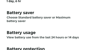 Battery section of the Settings app on a Motorola Razr Fold.