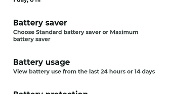 Battery section of the Settings app on a Motorola Razr Fold.