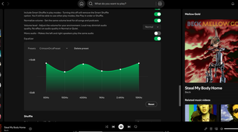 Finding an album page in Spotify with the right pane open.