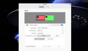 Adjusting monitor settings on the Linux desktop.