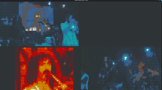 Watching the Apostrophe concert video in ASCII.