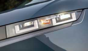 Close up of the headlight on a 2022 Hyundai Ioniq 5