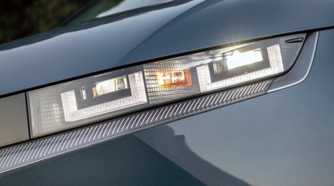 Close up of the headlight on a 2022 Hyundai Ioniq 5