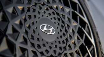 Close up of the wheel on a 2022 Hyundai Ioniq 5