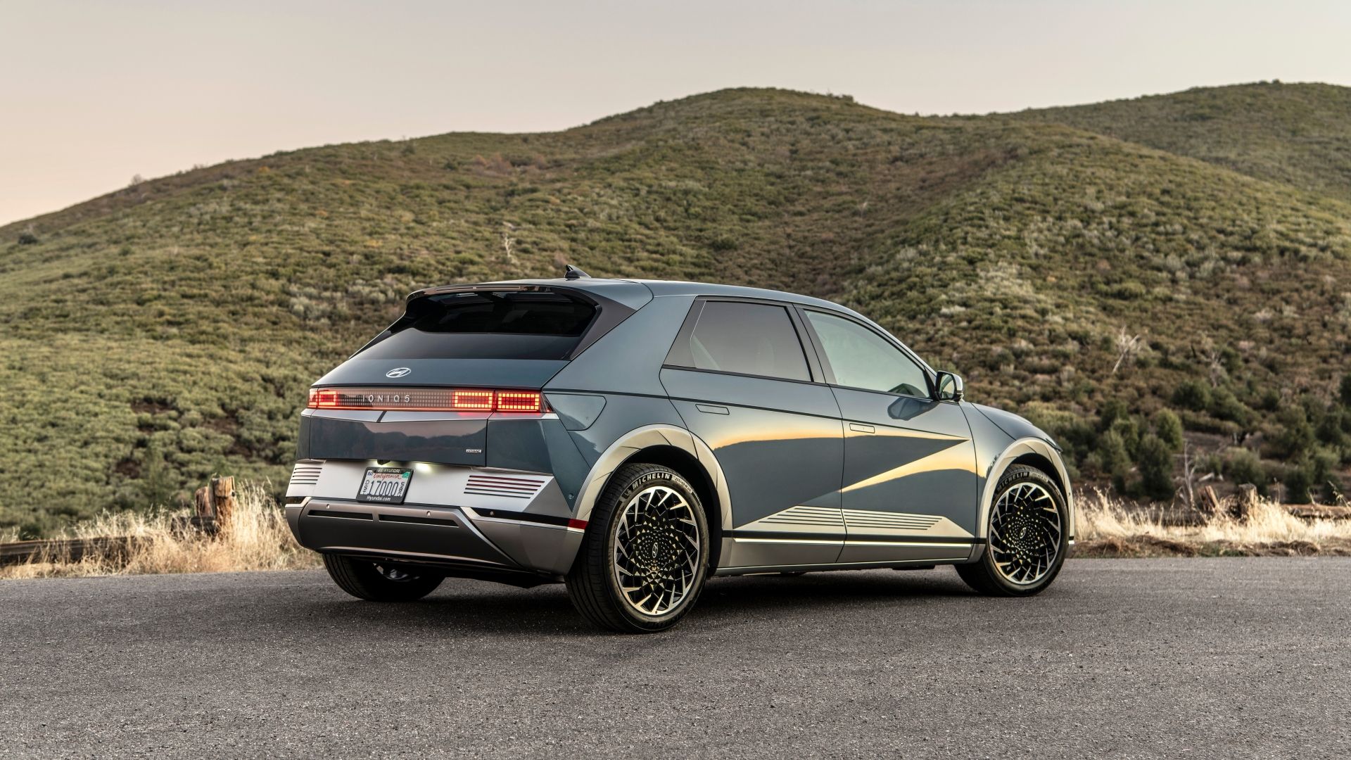 Rear 3/4 shot of a 2022 Hyundai Ioniq 5