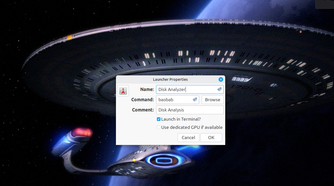 Adding a disk analyzer launcher to the Linux desktop.